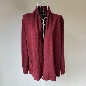 Talbots Petites Merino Wool Open Front Cardigan Maroon Burgundy Sweater SZ S
